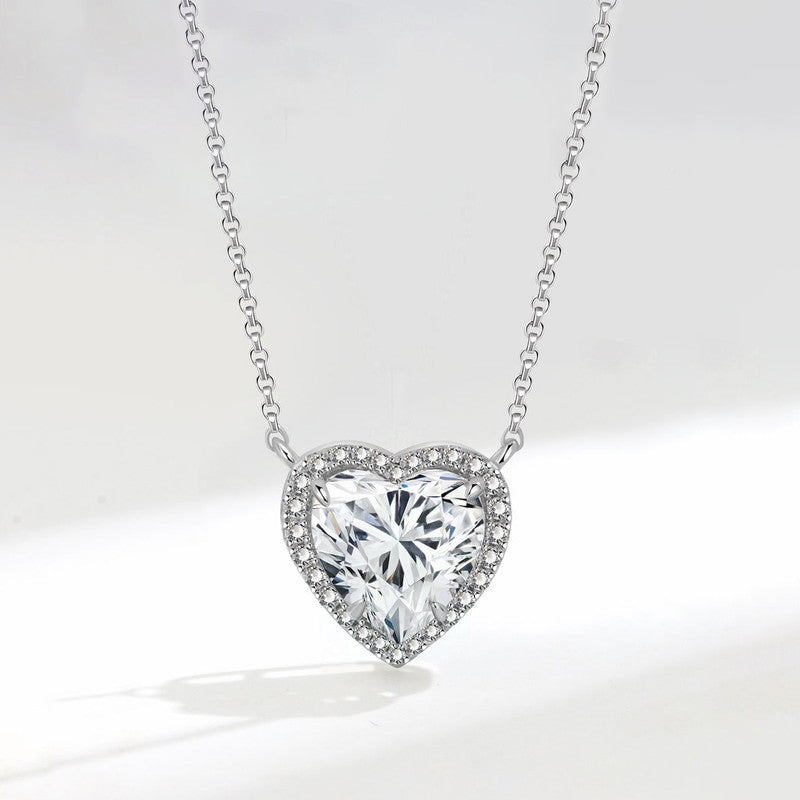 Jewels Galaxy Silver Plated Anti Tarnish American Diamond Studded Heart Themed Pendant