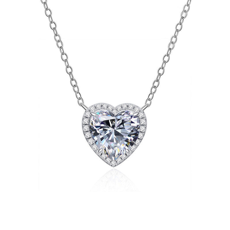 Jewels Galaxy Silver Plated Anti Tarnish American Diamond Studded Heart Themed Pendant