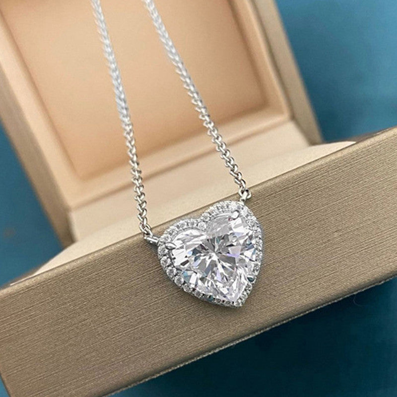 Jewels Galaxy Silver Plated Anti Tarnish American Diamond Studded Heart Themed Pendant