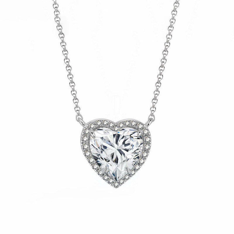 Jewels Galaxy Silver Plated Anti Tarnish American Diamond Studded Heart Themed Pendant