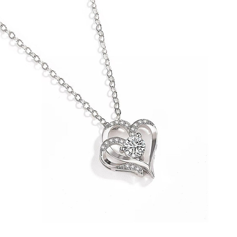 Jewels Galaxy Silver Plated Anti Tarnish American Diamond Studded Heart Themed Pendant