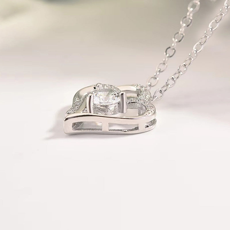 Jewels Galaxy Silver Plated Anti Tarnish American Diamond Studded Heart Themed Pendant