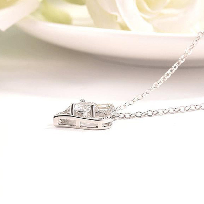 Jewels Galaxy Silver Plated Anti Tarnish American Diamond Studded Heart Themed Pendant