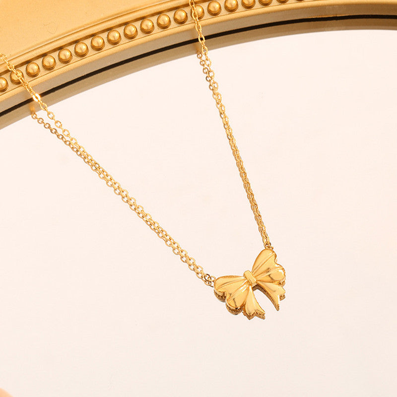 Jewels Galaxy Gold-Plated Anti Tarnish Bow Pendant