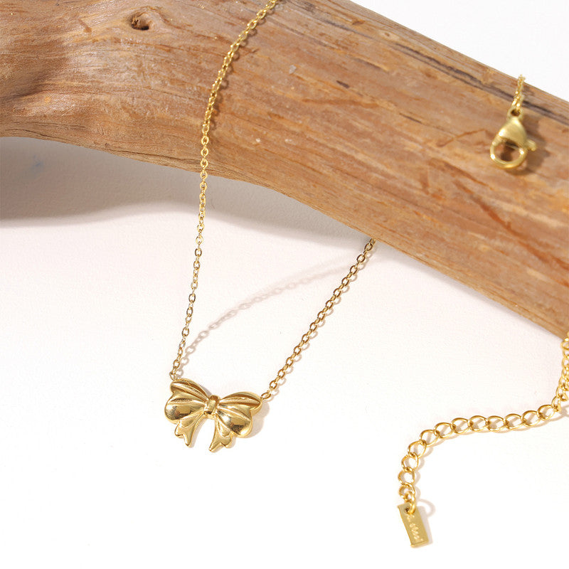 Jewels Galaxy Gold-Plated Anti Tarnish Bow Pendant