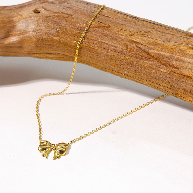 Jewels Galaxy Gold-Plated Anti Tarnish Bow Pendant