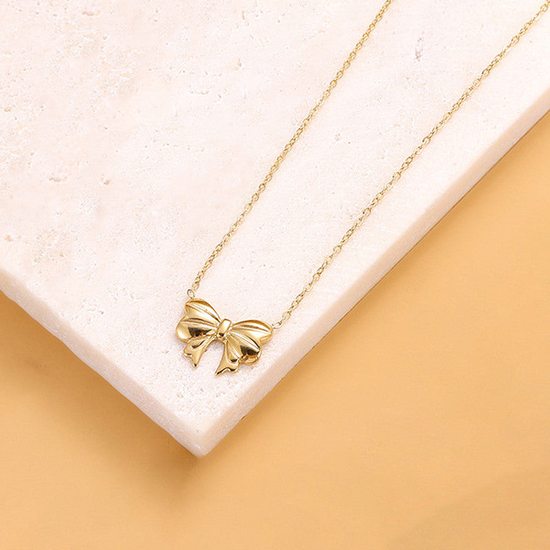Jewels Galaxy Gold-Plated Anti Tarnish Bow Pendant