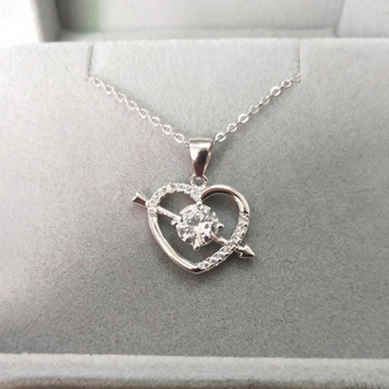Jewels Galaxy Silver Plated Anti Tarnish American Diamond Studded Heart Themed Pendant