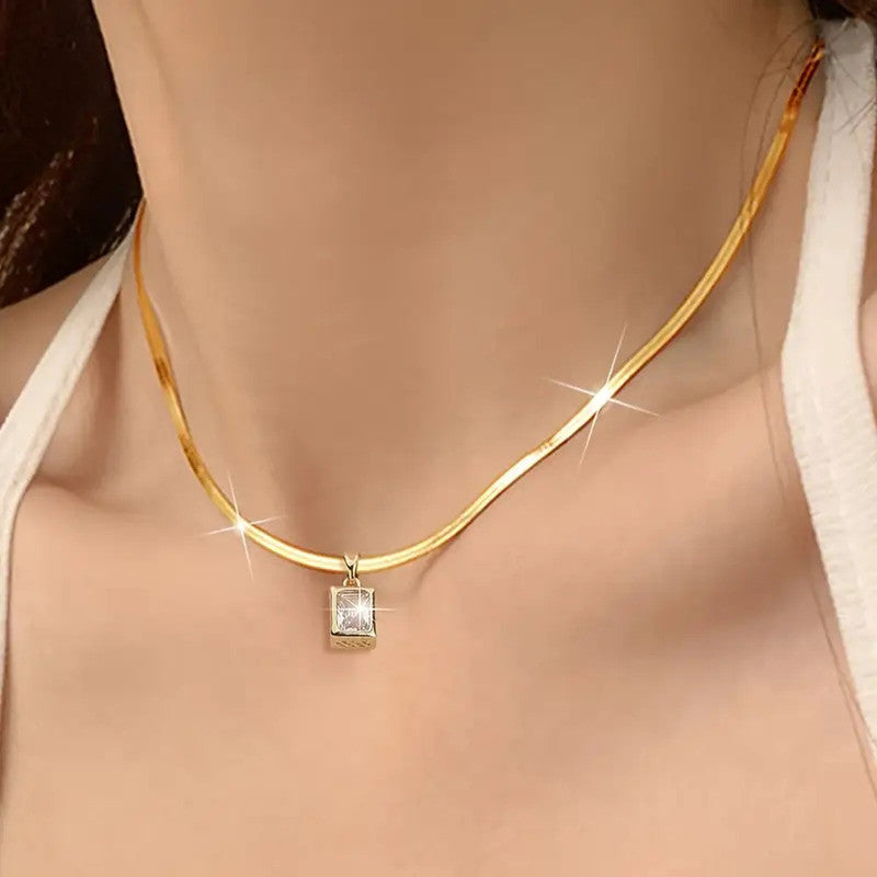 Jewels Galaxy Gold-Plated Anti Tarnish Gold-Toned Geometric Pendant