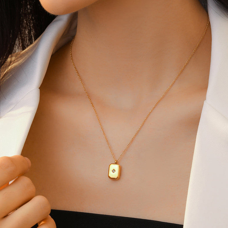 Jewels Galaxy Gold-Plated Anti Tarnish Gold-Toned Star themed Geometric Pendant