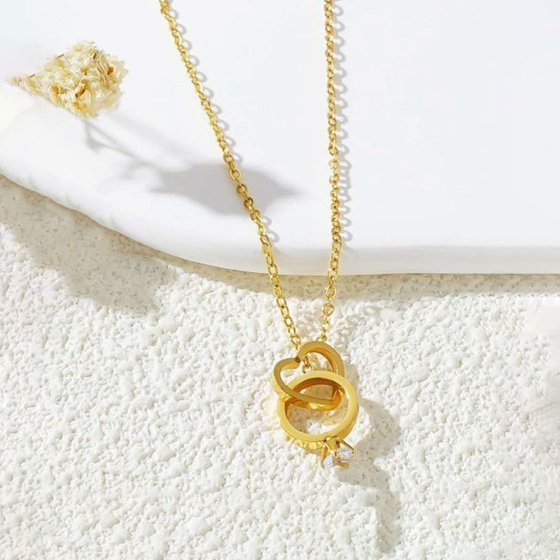Jewels Galaxy Gold Plated Stainless Steel Anti Tarnish Heart Themed Pendant For Women