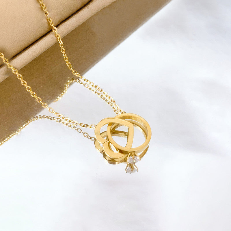 Jewels Galaxy Gold Plated Stainless Steel Anti Tarnish Heart Themed Pendant For Women