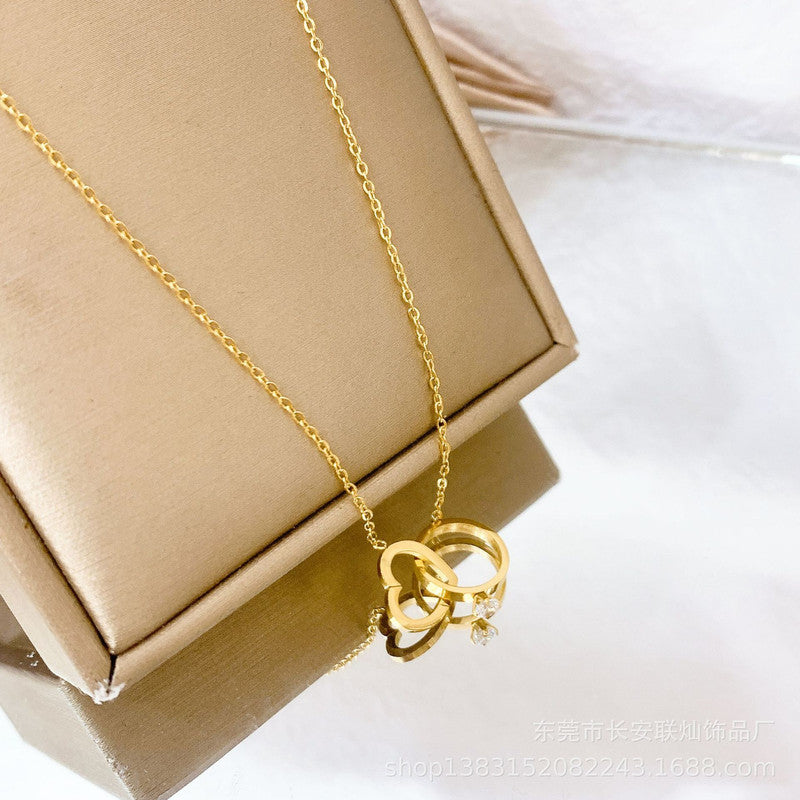 Jewels Galaxy Gold Plated Stainless Steel Anti Tarnish Heart Themed Pendant For Women