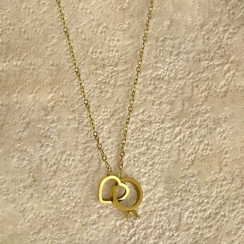 Jewels Galaxy Gold Plated Stainless Steel Anti Tarnish Heart Themed Pendant For Women