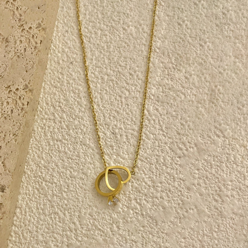 Jewels Galaxy Gold Plated Stainless Steel Anti Tarnish Heart Themed Pendant For Women