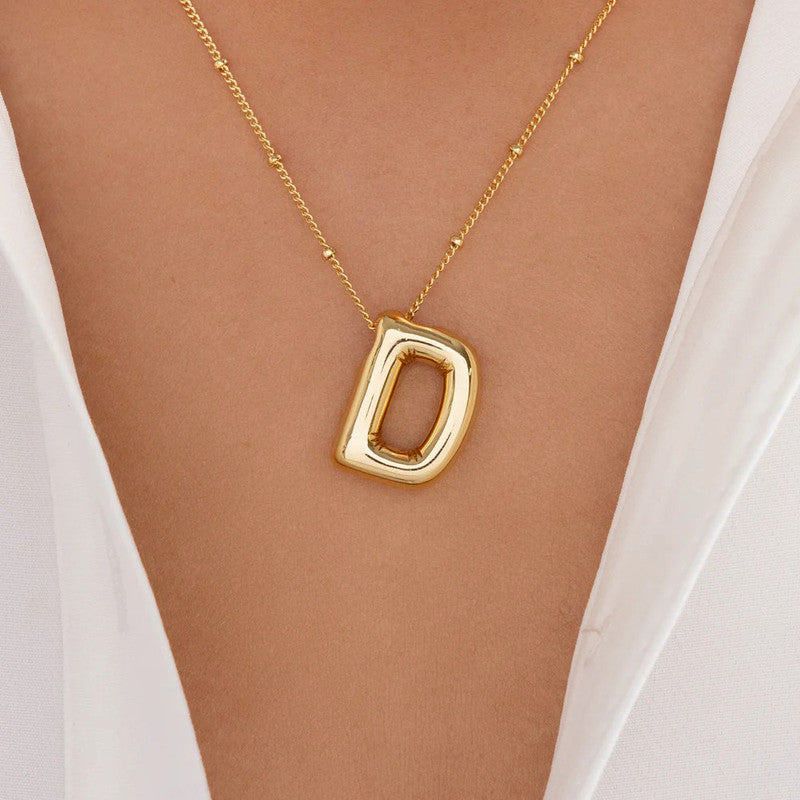 Jewels Galaxy Gold Plated Anti Tarnish Stainless Steel Alphabetical Pendant