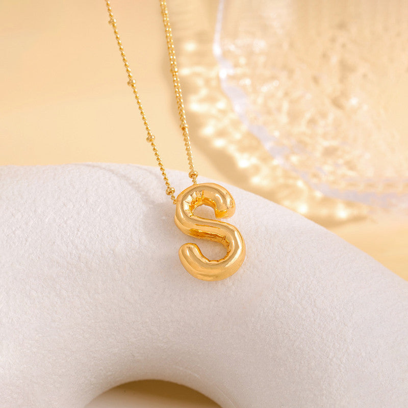 Jewels Galaxy Gold Plated Anti Tarnish Stainless Steel Alphabetical Pendant