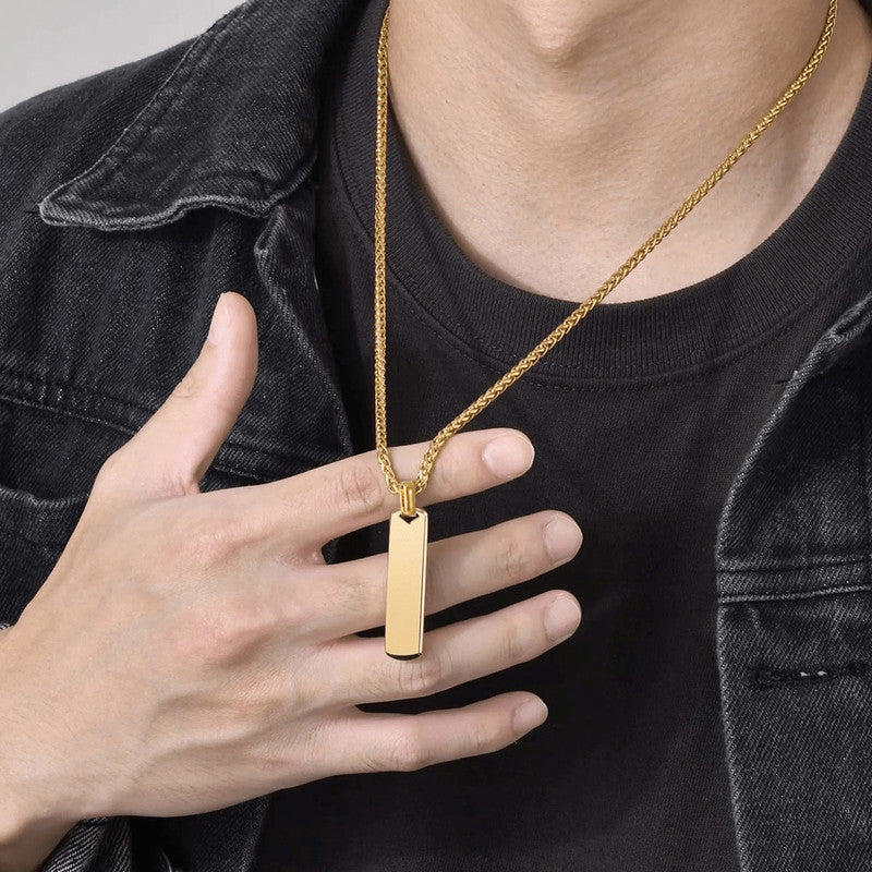 Jewels Galaxy Stainless Steel Anti Tarnish Rectangular Hip Hop Party Pendant For Men