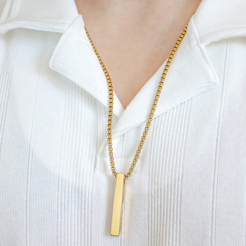 Jewels Galaxy Stainless Steel Anti Tarnish Bar Shaped Hip Hop Party Pendant For Men