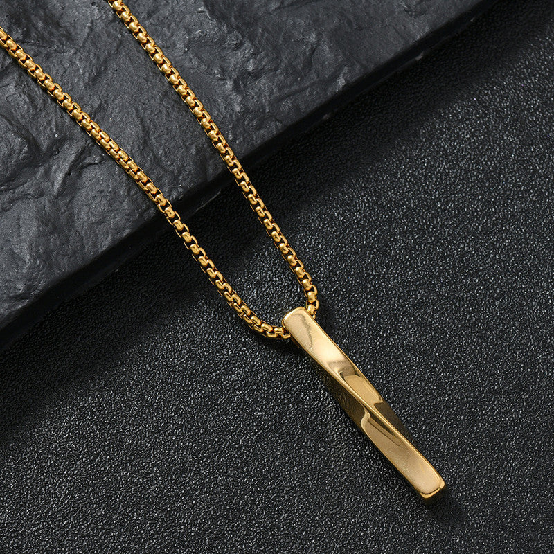 Jewels Galaxy Gold Plated Stainless Steel Anti Tarnish Twisted Bar Shaped Pendant For Men