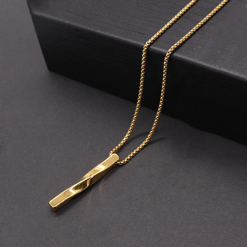 Jewels Galaxy Gold Plated Stainless Steel Anti Tarnish Twisted Bar Shaped Pendant For Men