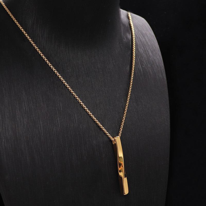 Jewels Galaxy Gold Plated Stainless Steel Anti Tarnish Twisted Bar Shaped Pendant For Men