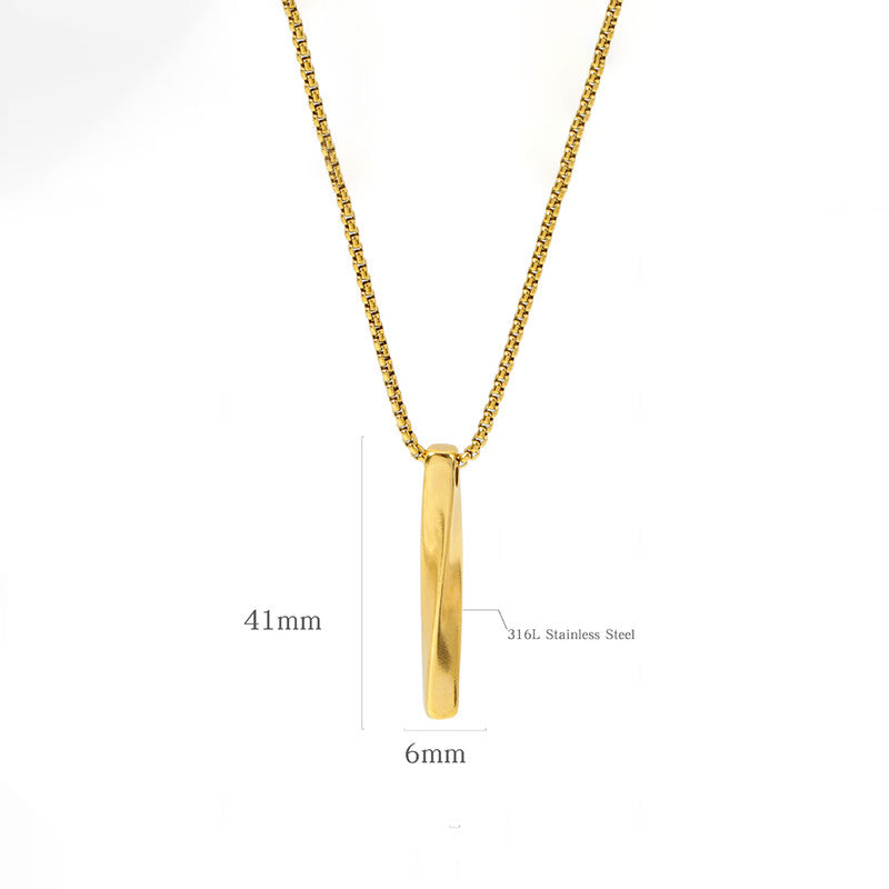 Jewels Galaxy Gold Plated Stainless Steel Anti Tarnish Twisted Bar Shaped Pendant For Men
