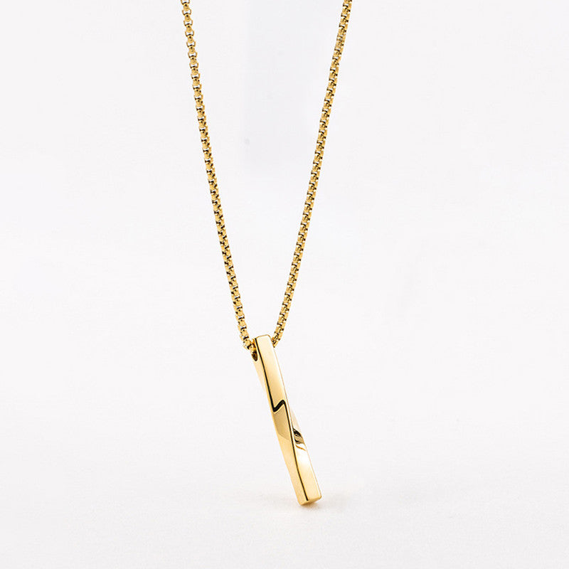 Jewels Galaxy Gold Plated Stainless Steel Anti Tarnish Twisted Bar Shaped Pendant For Men