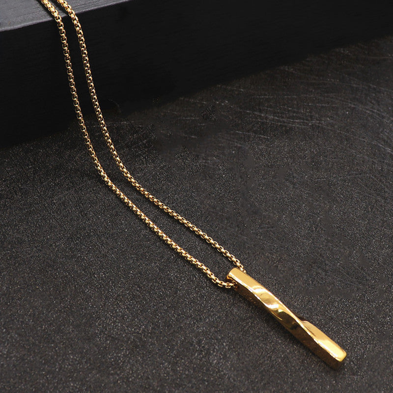 Jewels Galaxy Gold Plated Stainless Steel Anti Tarnish Twisted Bar Shaped Pendant For Men