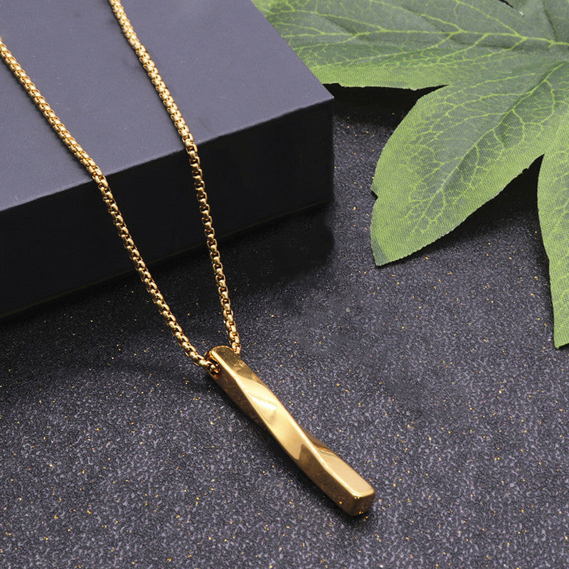 Jewels Galaxy Gold Plated Stainless Steel Anti Tarnish Twisted Bar Shaped Pendant For Men