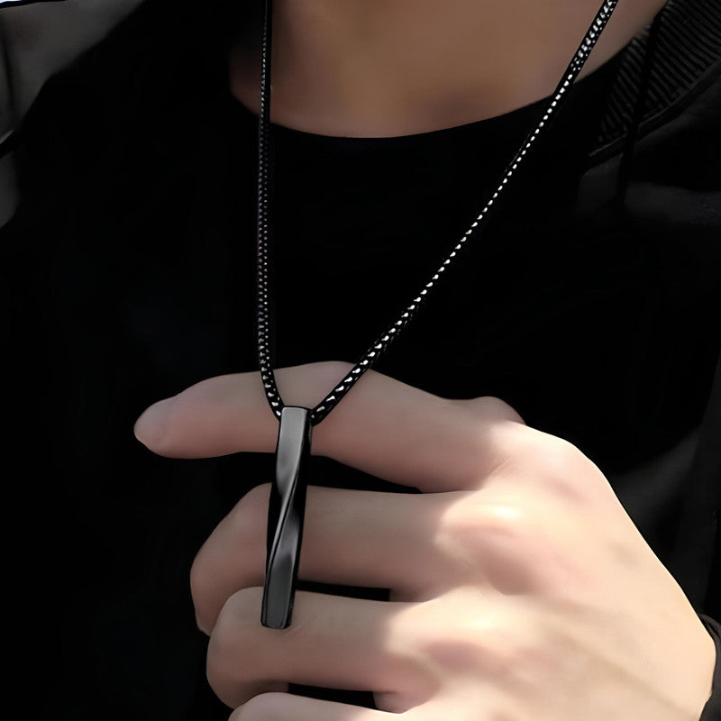 Jewels Galaxy Gold Plated Stainless Steel Anti Tarnish Twisted Bar Shaped Pendant For Men