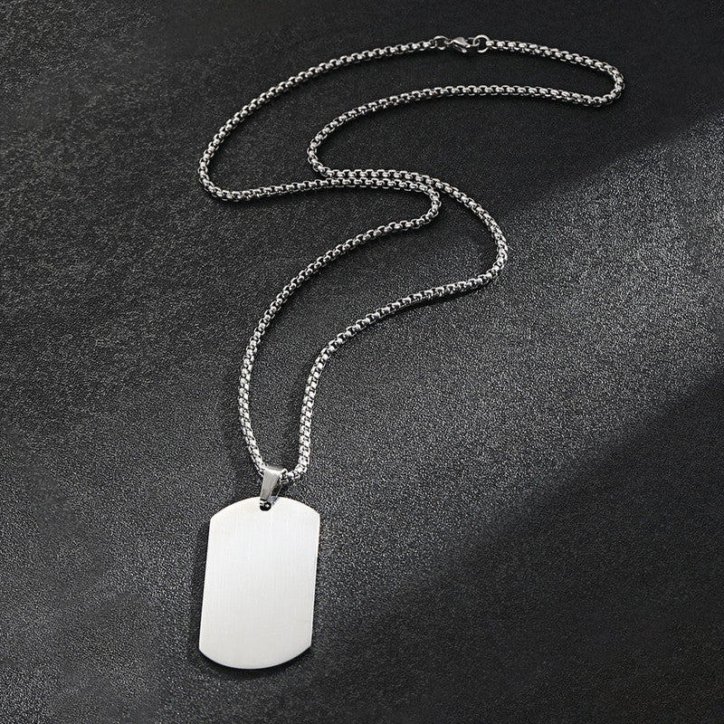 Jewels Galaxy Silver Plated Stainless Steel Anti Tarnish Rectangular Hip Hop Party Pendant For Men
