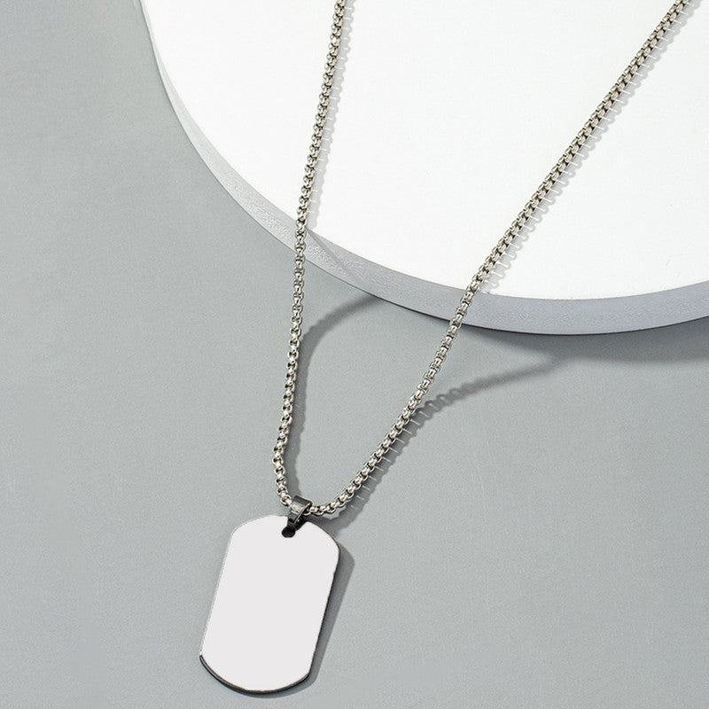 Jewels Galaxy Silver Plated Stainless Steel Anti Tarnish Rectangular Hip Hop Party Pendant For Men