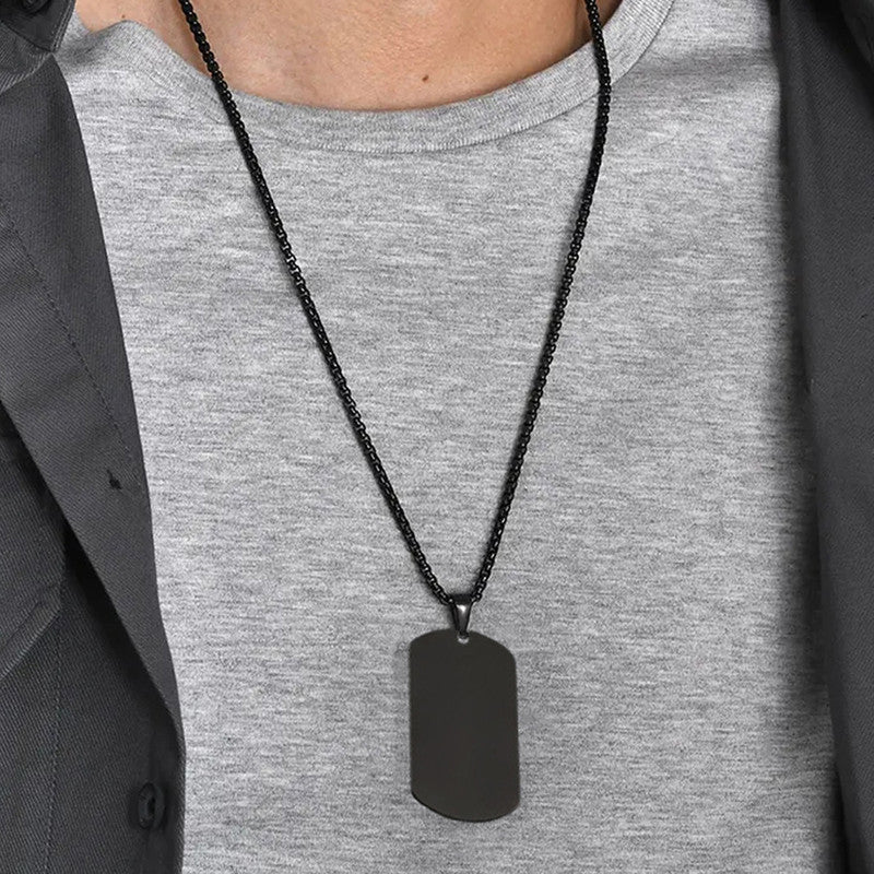 Jewels Galaxy Silver Plated Stainless Steel Anti Tarnish Rectangular Hip Hop Party Pendant For Men