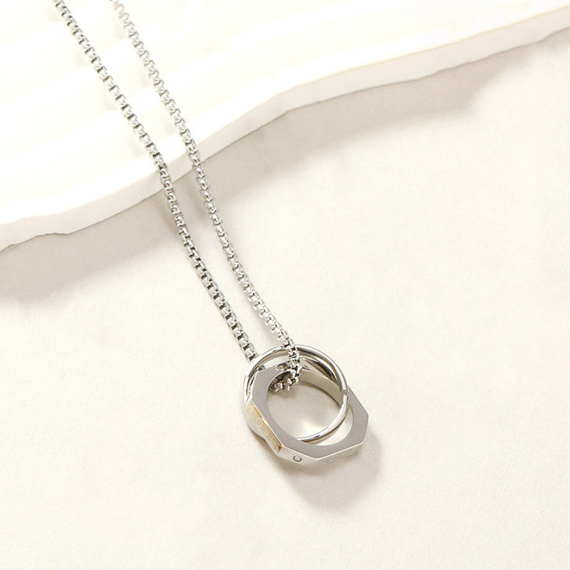 Jewels Galaxy Silver Plated Stainless Steel Anti Tarnish Hexagonal Hip Hop Party Pendant For Men