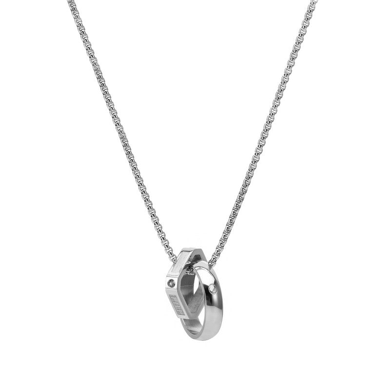 Jewels Galaxy Silver Plated Stainless Steel Anti Tarnish Hexagonal Hip Hop Party Pendant For Men