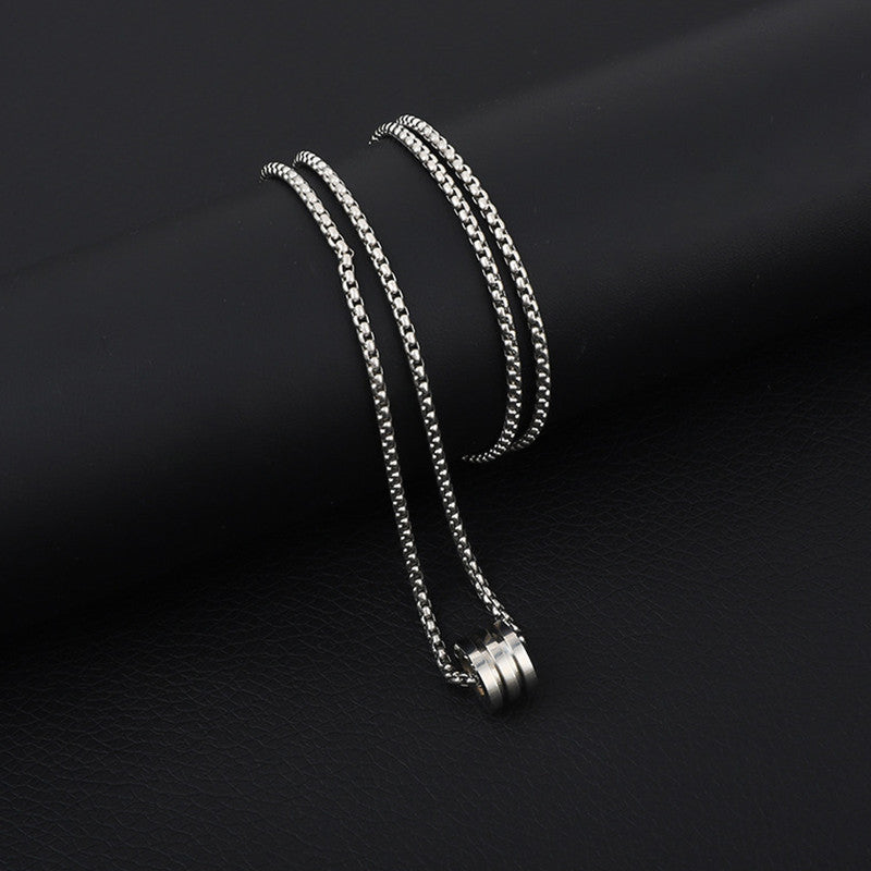 Jewels Galaxy Silver Plated Stainless Steel Anti Tarnish Triple Linked Rings Circular Pendant