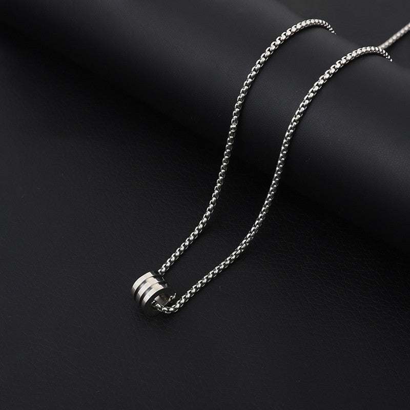 Jewels Galaxy Silver Plated Stainless Steel Anti Tarnish Triple Linked Rings Circular Pendant