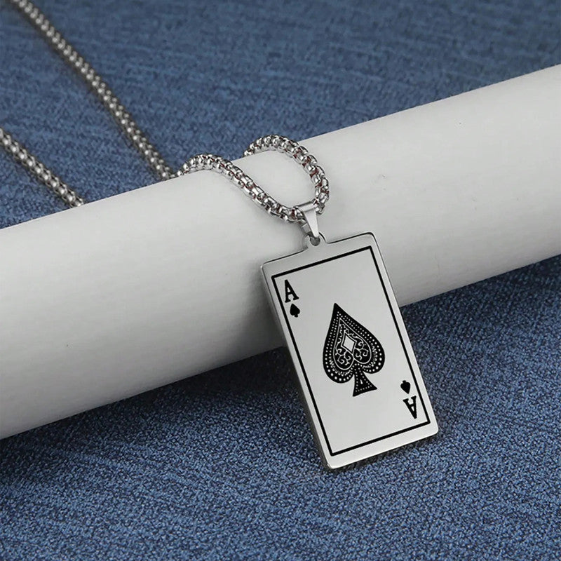 Jewels Galaxy Silver Plated Stainless Steel Anti Tarnish Ace of Spades Stylish Contemporary Pendant