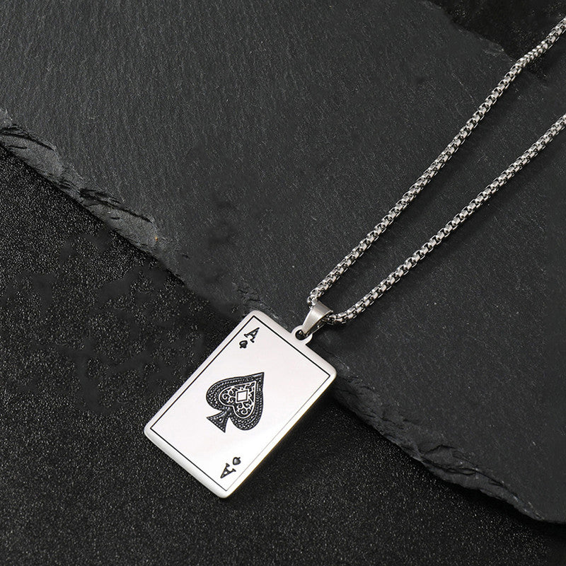 Jewels Galaxy Silver Plated Stainless Steel Anti Tarnish Ace of Spades Stylish Contemporary Pendant