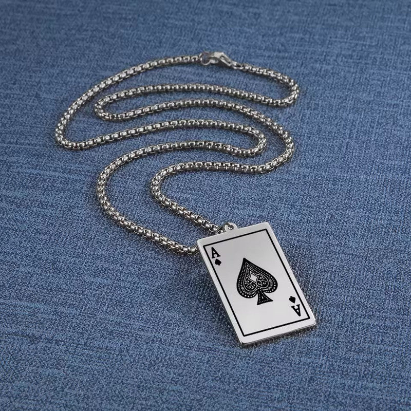 Jewels Galaxy Silver Plated Stainless Steel Anti Tarnish Ace of Spades Stylish Contemporary Pendant