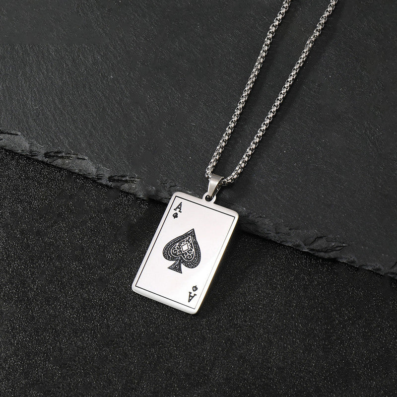 Jewels Galaxy Silver Plated Stainless Steel Anti Tarnish Ace of Spades Stylish Contemporary Pendant