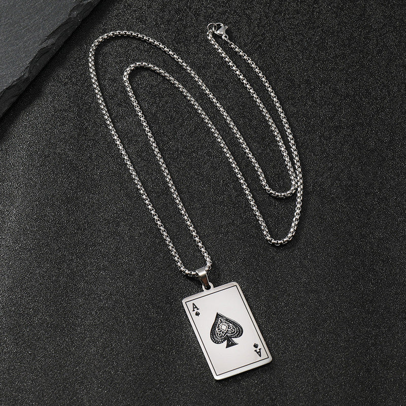 Jewels Galaxy Silver Plated Stainless Steel Anti Tarnish Ace of Spades Stylish Contemporary Pendant