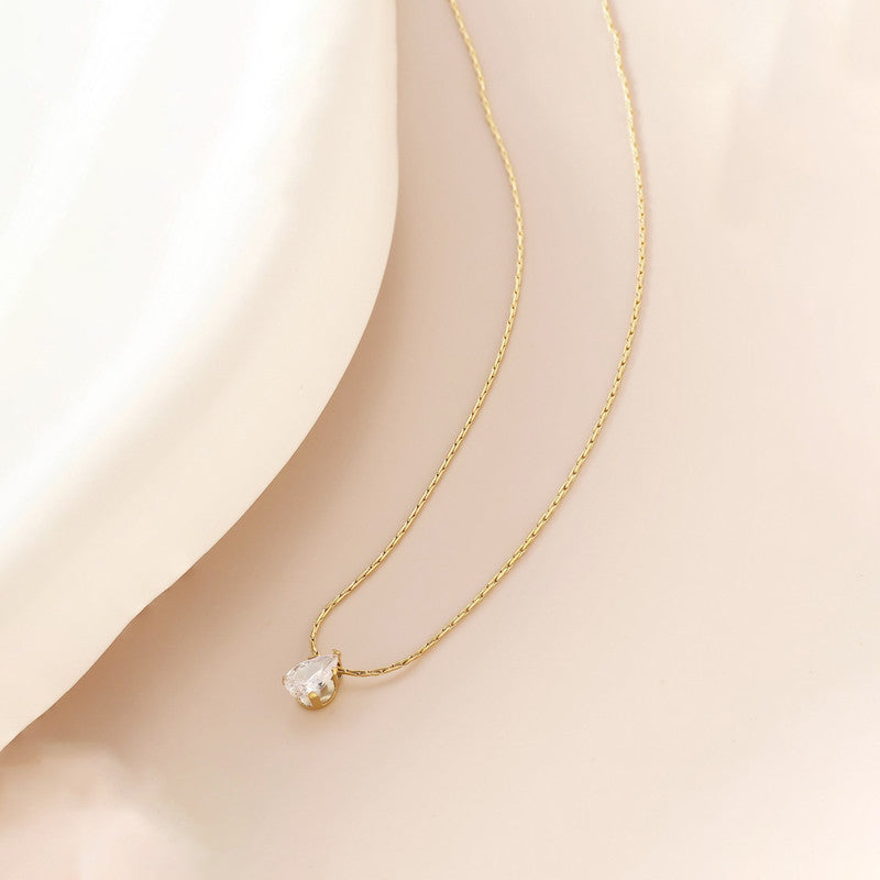 Jewels Galaxy Gold Plated Stainless Steel Anti Tarnish Tear Drop CZ Pendant For Women