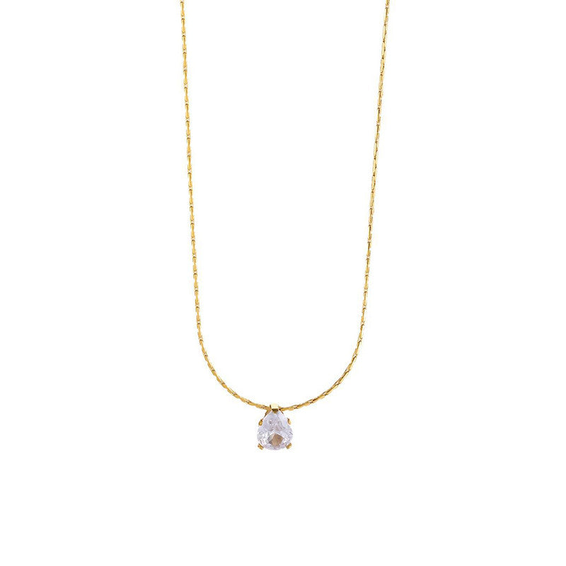 Jewels Galaxy Gold Plated Stainless Steel Anti Tarnish Tear Drop CZ Pendant For Women