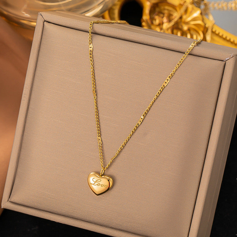 Jewels Galaxy Gold Plated Stainless Steel Anti Tarnish Heart Themed Pendant For Women