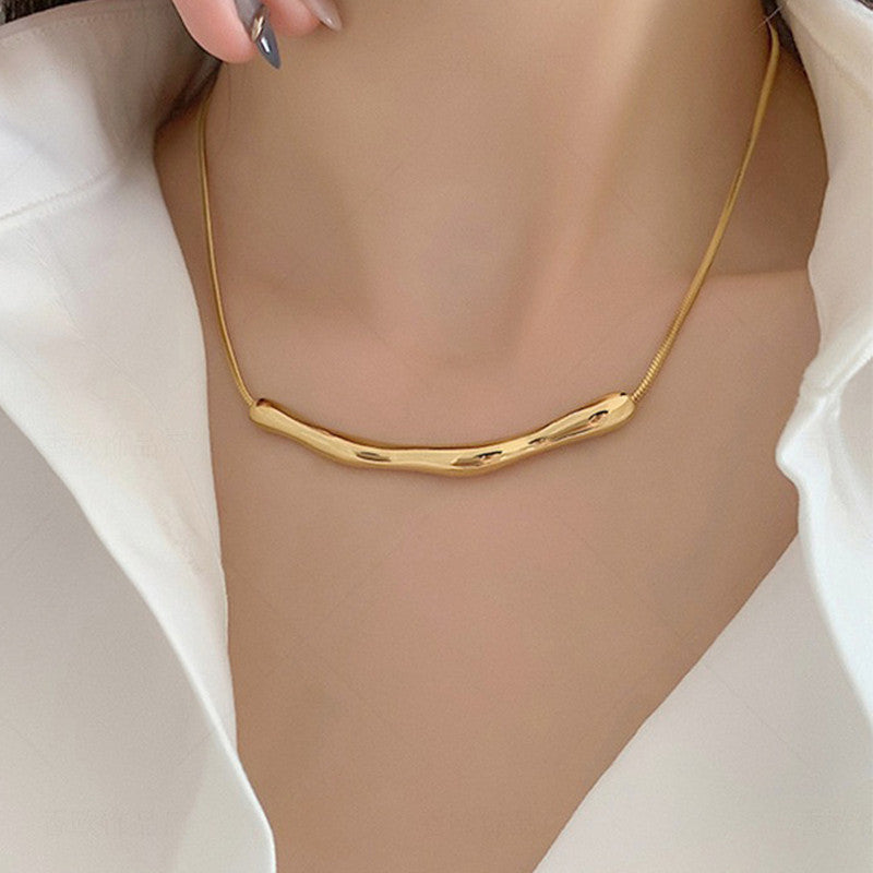 Jewels Galaxy Gold Plated Stainless Steel Anti Tarnish Arc Chain Necklace For Women