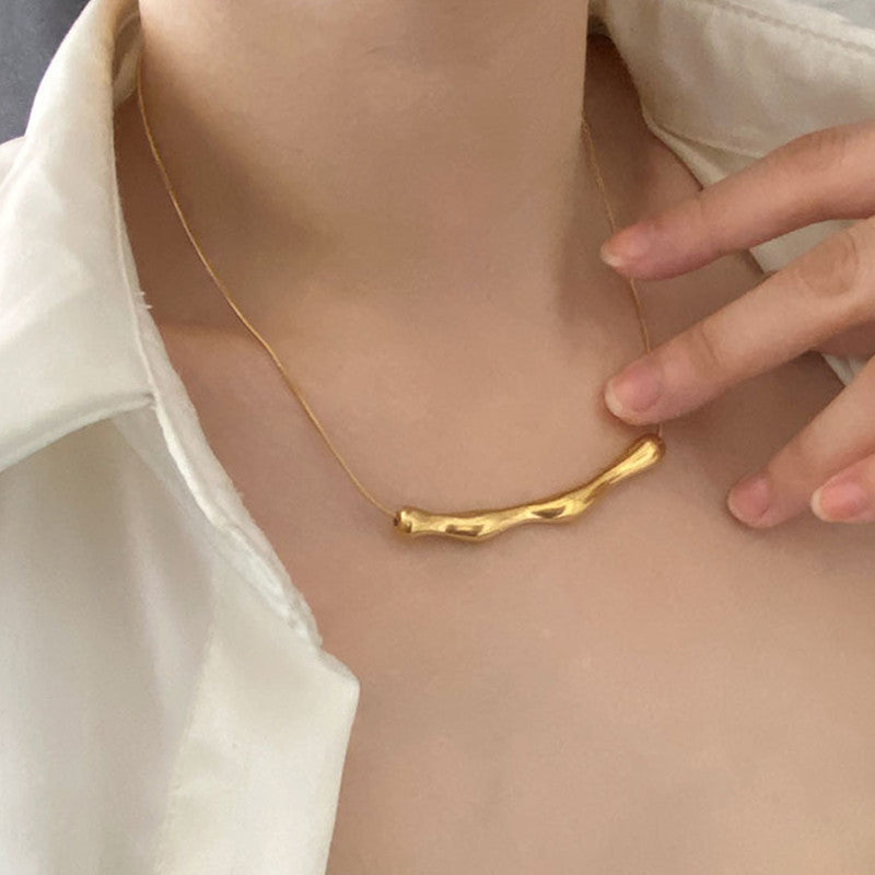 Jewels Galaxy Gold Plated Stainless Steel Anti Tarnish Arc Chain Necklace For Women