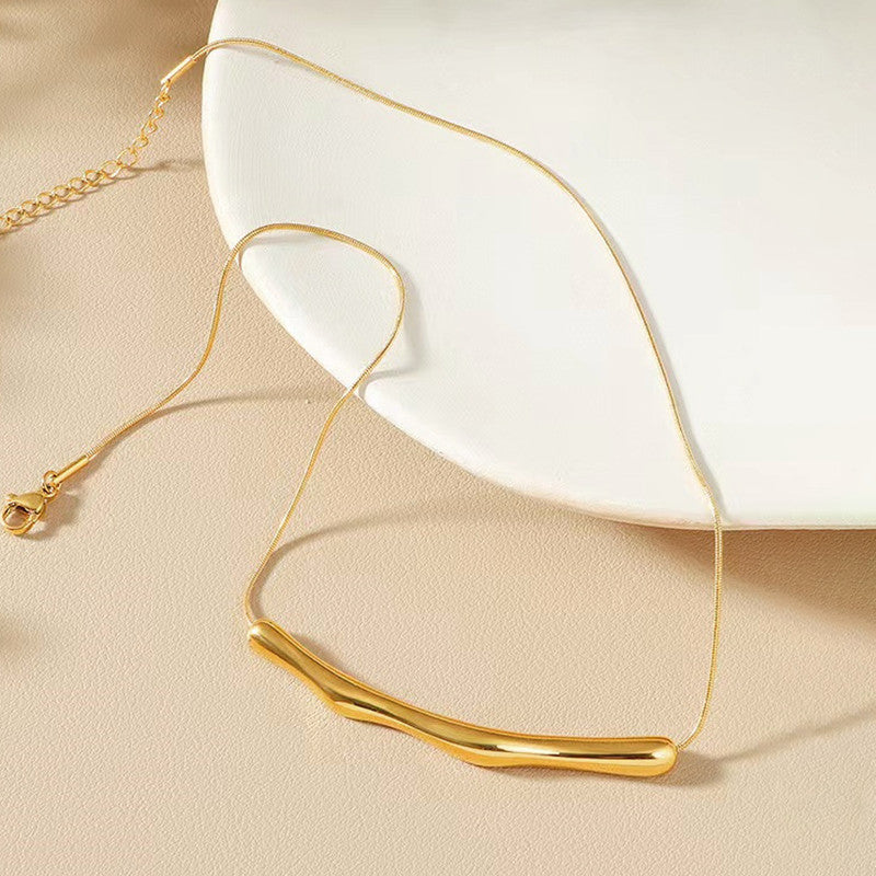 Jewels Galaxy Gold Plated Stainless Steel Anti Tarnish Arc Chain Necklace For Women