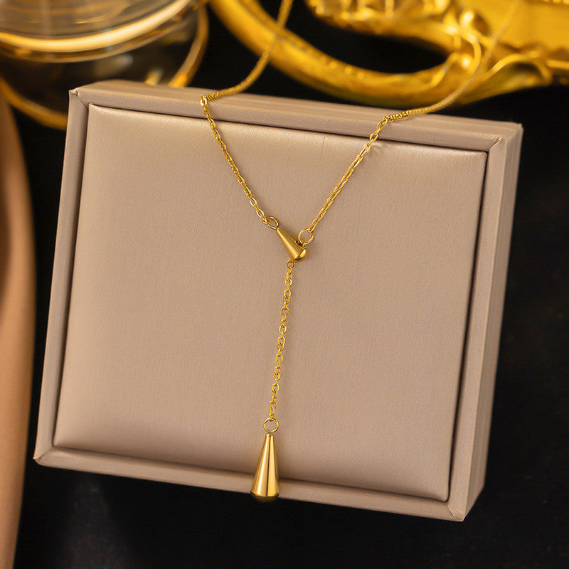 Jewels Galaxy Gold Plated Stainless Steel Anti Tarnish Teardrop Pendant